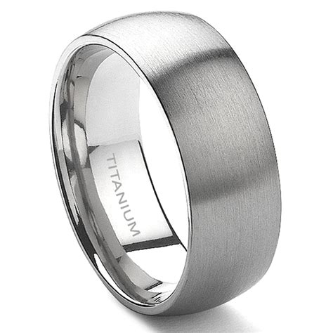 Titanium 8mm Dome Wedding Band Ring
