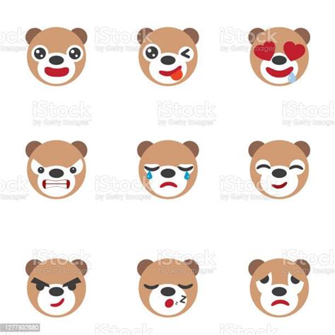 Ilustración De Conjunto De Lindo Oso Emoticonsbear Icono De La Cara