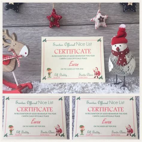 Personalised Letter From Santa Nice List Certificate Christmas Eve Box