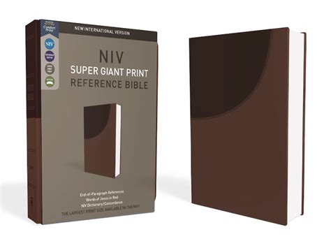 Niv Super Giant Print Reference Bible Leathersoft Brown Red Letter