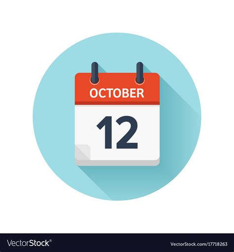 October 12 Flat Daily Calendar Icon Date Vector Image