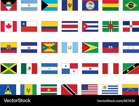 Flag Set Of All American Countries Royalty Free Vector Image