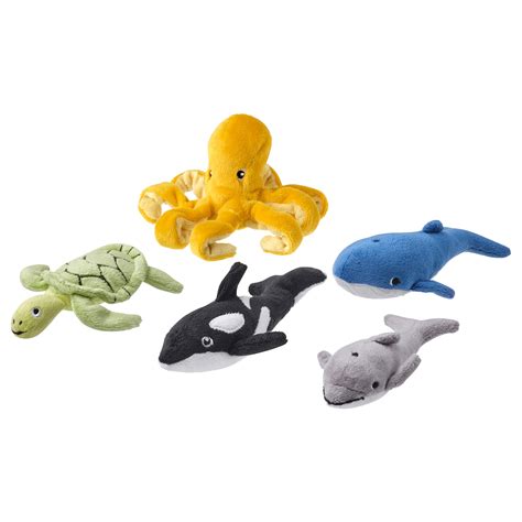 BlÅvingad 5 Piece Soft Toy Set Ocean Animalsmixed Colors Ikea