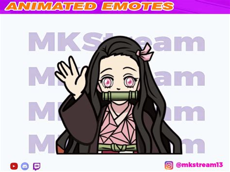 Twitch Animated Emotes Demon Slayer Cute Nezuko Waving Hi Hello By