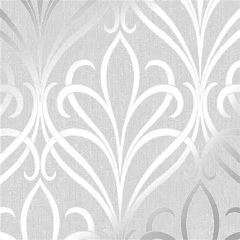 Camden Damask Wallpaper In Soft Grey And Silver I Love Wallpaper