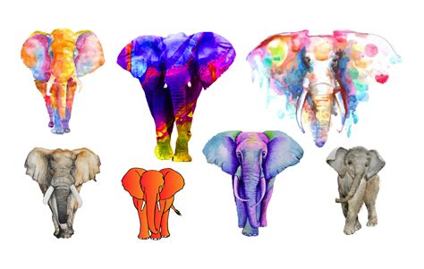 Watercolor Elephants Svg Elephants Collection Elephants Portrait
