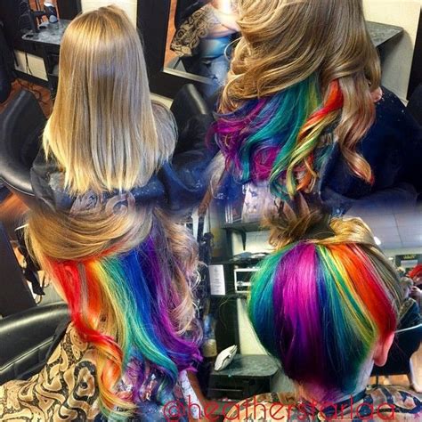 Blonde Hair With Rainbow Underneath Rainbow Underneath