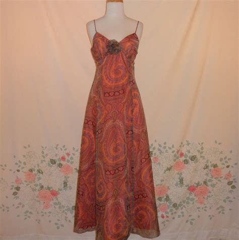 70s paisley psychedelic prom dress 1970s sexy spaghetti strap