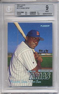 Today, as ortiz heads into his final postseason with the boston red sox, his final arias '97 fleer ultra rookie card, a parallel card, sells for upward of $119 on the collector's. 16. 1997 Fleer Tiffany David Ortiz RC