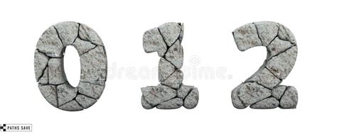 Stone Numbers 0 1 2 3d Render Rock Alphabet Path Save Stock