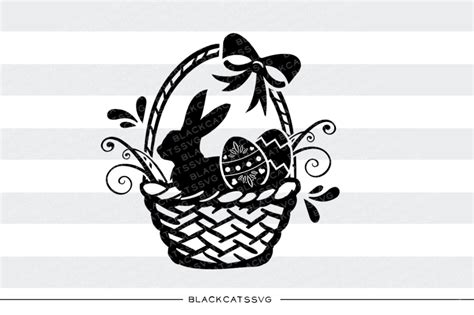 Easter Basket With Bunny And Eggs Svg By Blackcatssvg Thehungryjpeg