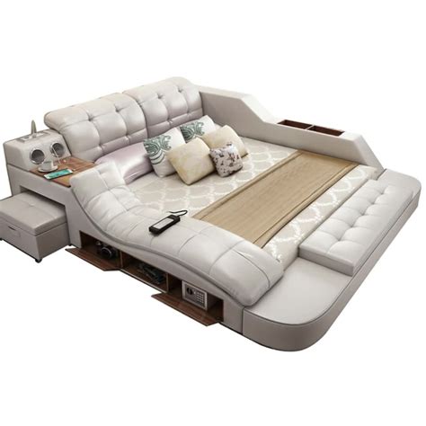 Modern Leather Storage Multifunctional Smart Bed With Massage And