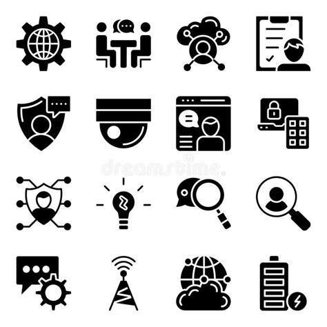 Networking Solid Icons Pack Stock Vector Illustration Of Network