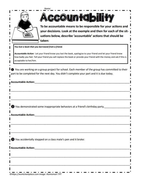 9 Personal Accountability Worksheets For Adults And Students Accurate