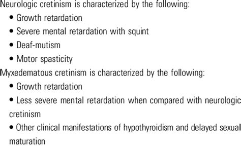 Types And Characteristics Of Cretinism 1 Download Table