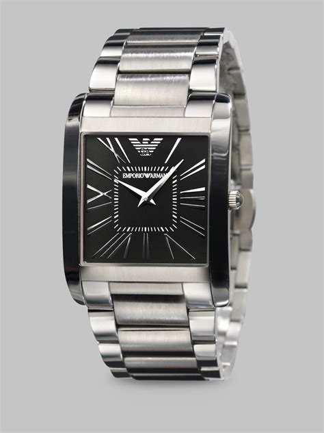 Lyst Emporio Armani Stainless Steel Square Watch In Metallic