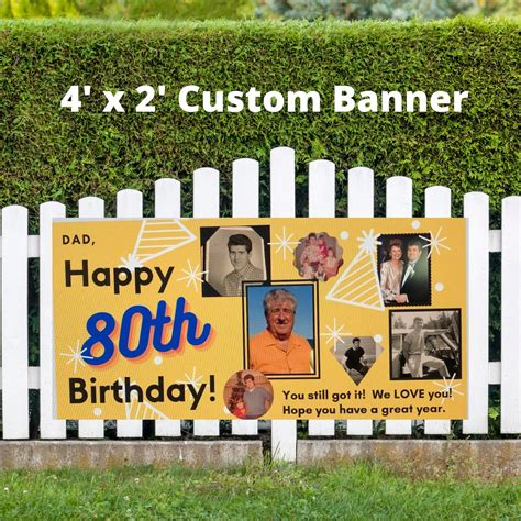 80th Birthday Banner Birthday Banner Dad Birthday Banner Etsy