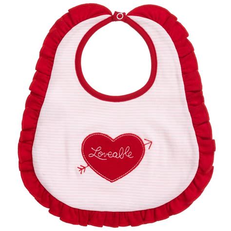 Baby Girls Pink And White Striped Bib By Magnolia Baby With Pretty Red