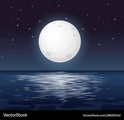 Full Moon On Ocean Royalty Free Vector Image Vectorstock