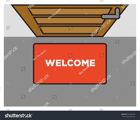 Welcome Doormat Front Door Top View Stock Vector Royalty Free Shutterstock