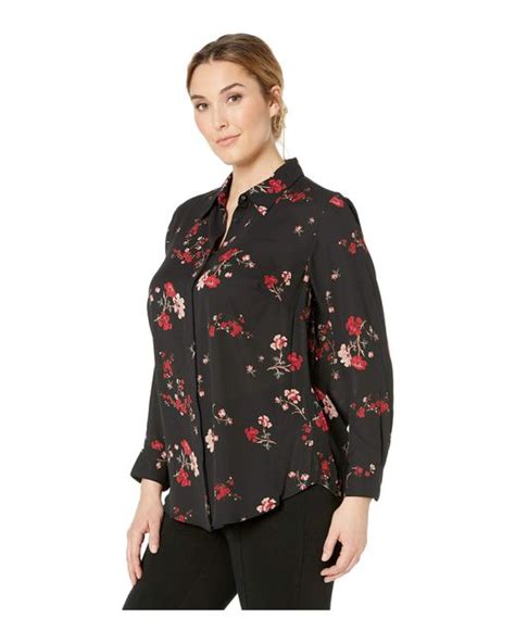 Lyst Lauren By Ralph Lauren Plus Size Floral Button Down Shirt Black