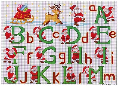 christmas alphabet cross stitch patterns toys christmas alphabet with santa claus 1 free