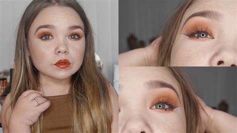 Matte Burnt Orange Eyes And Bright Orange Glossy Lips Youtube