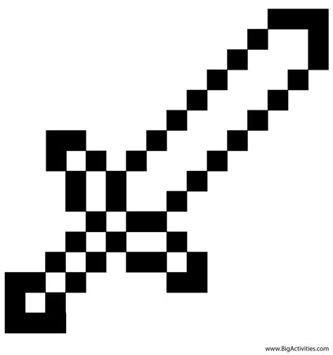 Minecraft Sword And Picaxe Free Coloring Pages