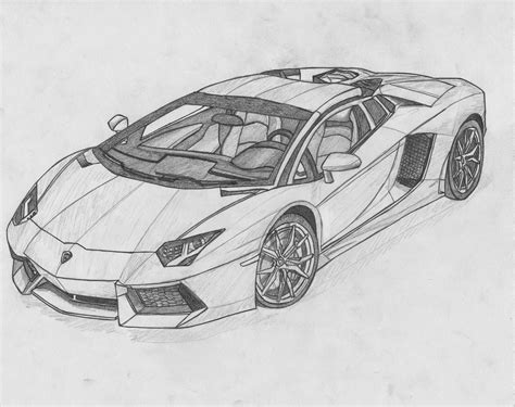 Lamborghini Aventador Black And White Drawing Cool Car Drawings Car