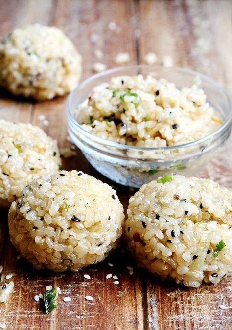 Sticky Sesame Rice Balls With Scallions Food Recipes Rice Balls