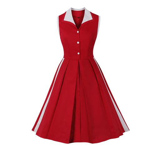 Cotton Audrey Hepburn Dress Women 1950s Button Short Sleeve Midi Dress Elegant Tea Party Swing