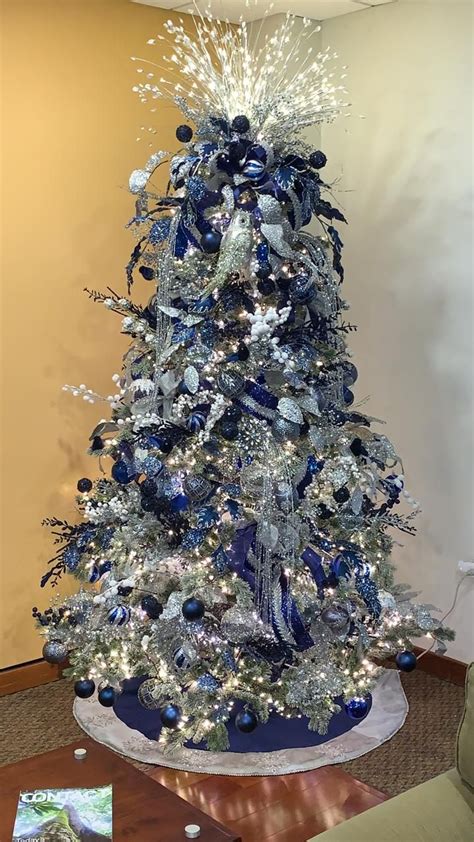 Dark Blue Silver And White Christmas Tree Christmas Tree Christmas