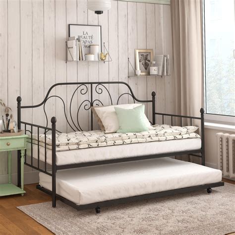 Dhp Ivorie Metal Daybed With Trundle Twintwin Black Metal Daybed Daybed With