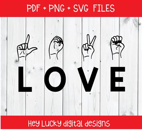 Asl Love Svg Digital File American Sign Language Love Cut Etsy