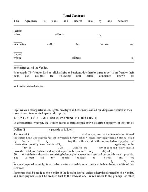 Free Printable Land Contract Forms Printable Free Templates Download