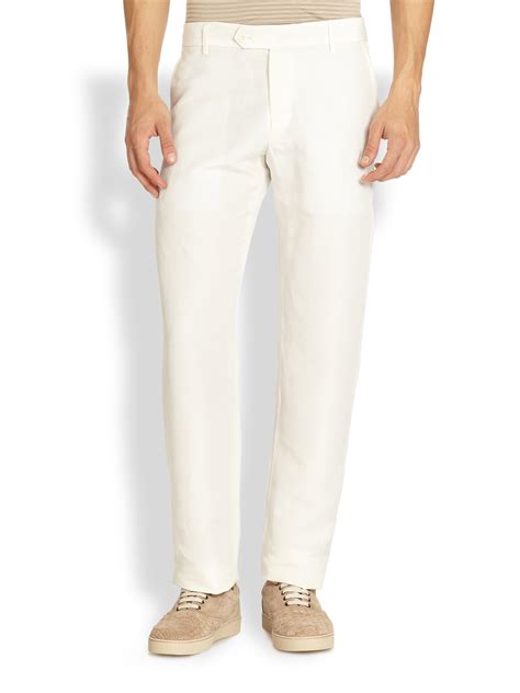 Lyst Armani Linen And Silk Pants In Natural For Men