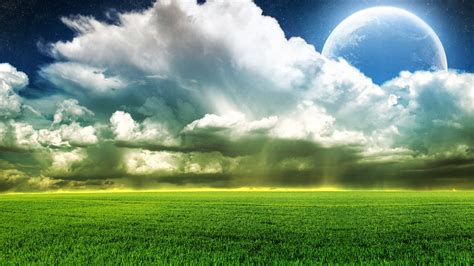 Green Nature Clouds Top Hd Desktop Wallpaper For