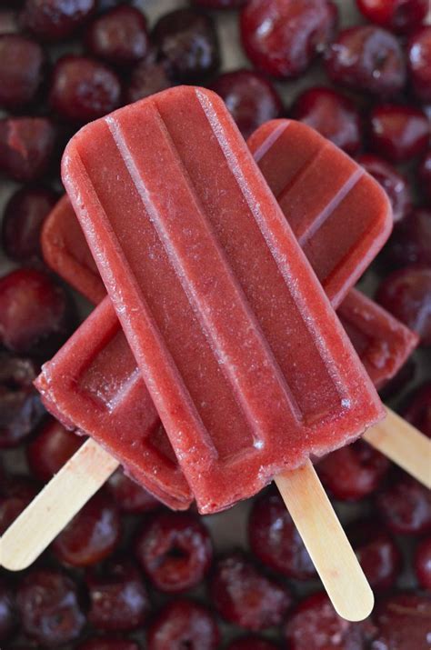 Homemade Cherry Ice Pops With Only 3 Ingredients Healthy Popsicle Recipes Frozen Fruit Snacks