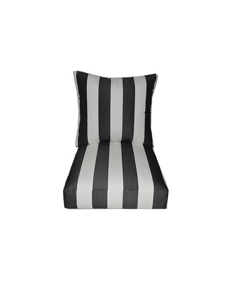 Sunbrella Cabana Classic Black And White Stripe Cushion Set For Indoor