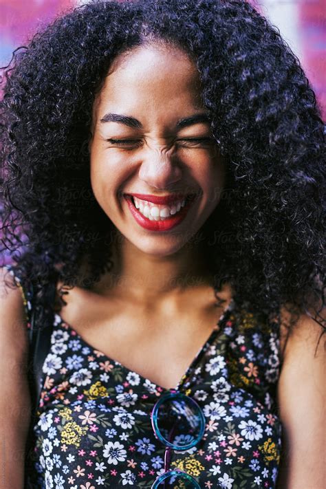 Portrait Of A Happy Latin Woman By Stocksy Contributor Bonninstudio