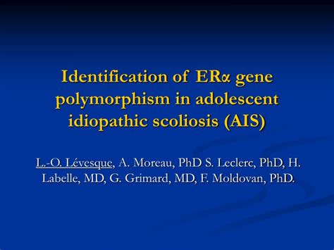 Ppt Identification Of Er α Gene Polymorphism In Adolescent Idiopathic Scoliosis Ais