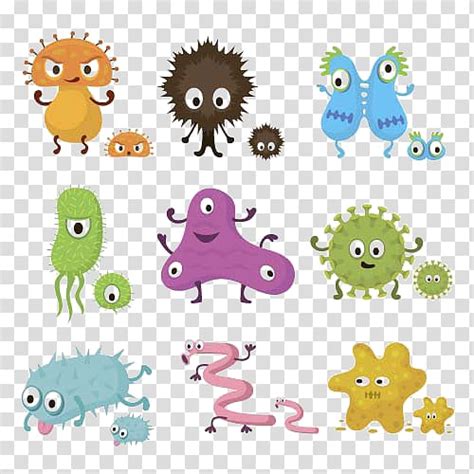 Assorted Germs Cartoon Characters Bacteria Cartoon Microorganism