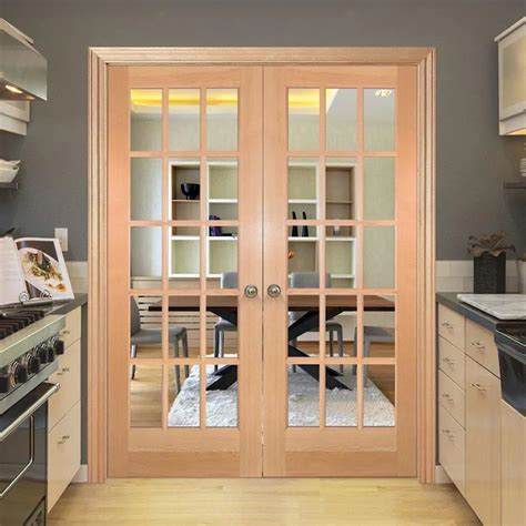 Masonite Traditional 60 In X 80 In Clear Glass Unfinished Pine Wood Interior French Door In T