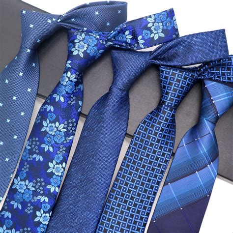 Buy Fashion Mens Tie 8cm Blue Silk Neckwear Floral Dot