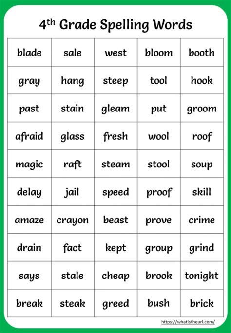 Printable 4th Grade Vocabulary Worksheet