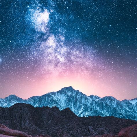 900x900 Resolution Starry Night Over Mountains Cool Photography 900x900