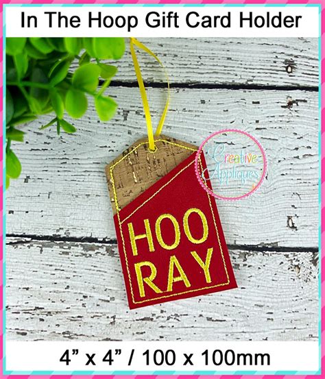 In The Hoop Gift Card Holder Hooray Design Creative Appliques