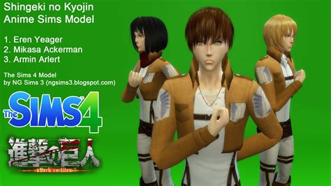 Ng Sims 3 Attack On Titan Eren Mikasa And Armin Ts4 Sims