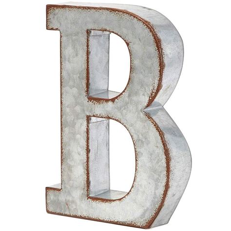 8 In Rustic Letter Wall Decoration B Galvanized Metal 3d Letter For