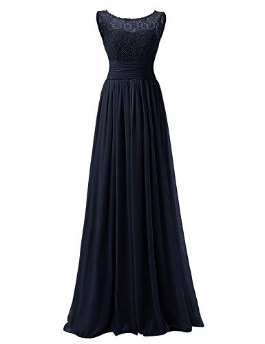 Long Prom Dress Lace Bridesmaid Dresses Chiffon Formal Evening Gowns Pleat